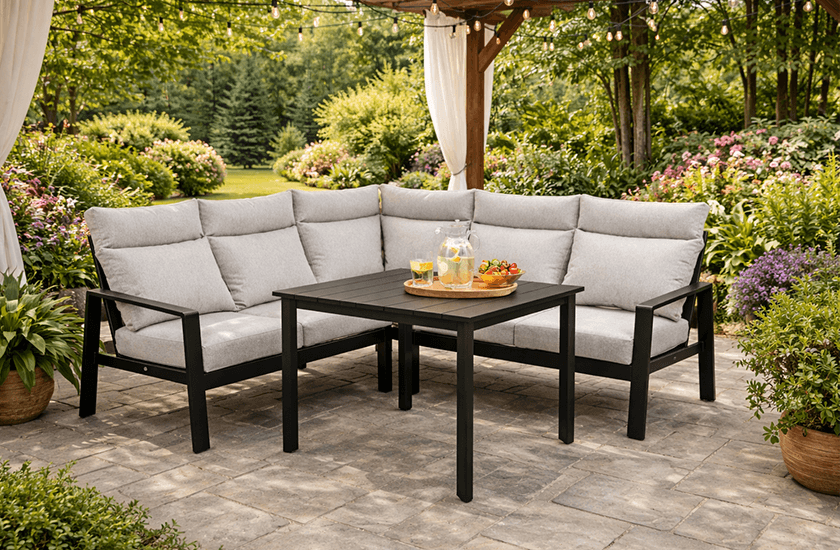 Sectionnel dinette en aluminium noir