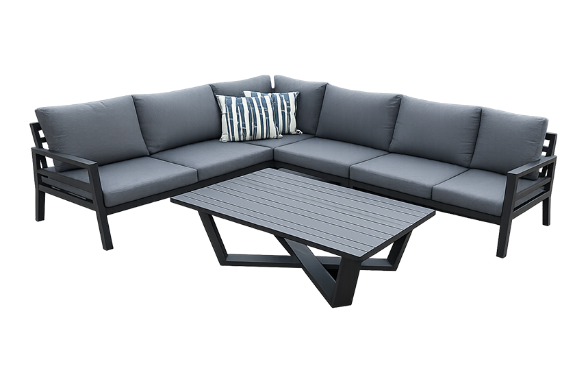 Sectionnel Pinot avec table à café en aluminium noir